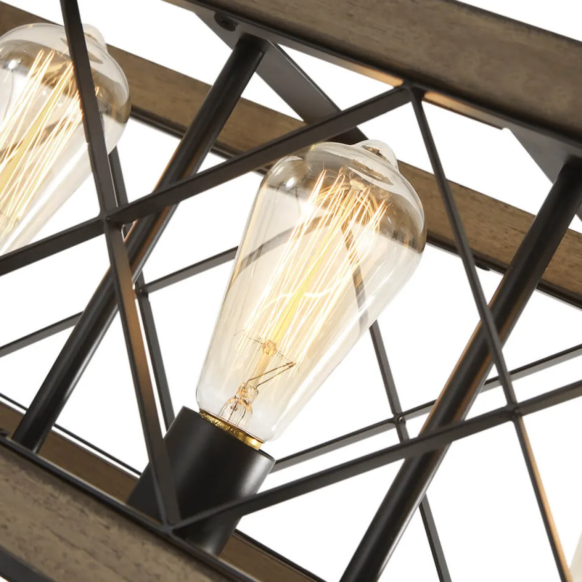 (OpenBox) Farmhouse 5-Light Rectangle Wood Chandelier