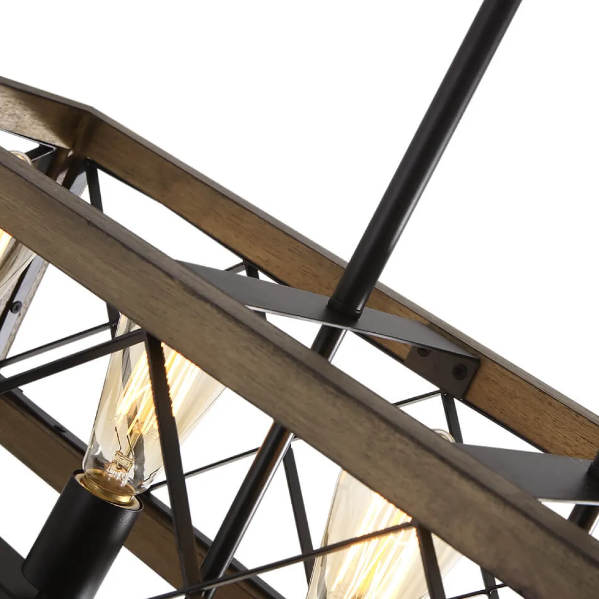 (OpenBox) Farmhouse 5-Light Rectangle Wood Chandelier