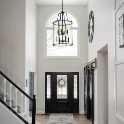 (OpenBox) Farmhouse Wide Clear Glass Cylinder Cage Pendant