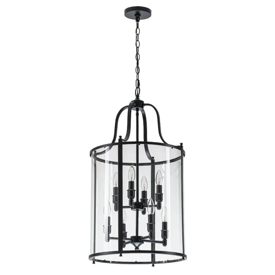 (OpenBox) Farmhouse Wide Clear Glass Cylinder Cage Pendant