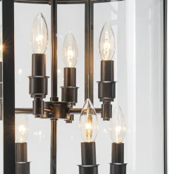 (OpenBox) Farmhouse Wide Clear Glass Cylinder Cage Pendant