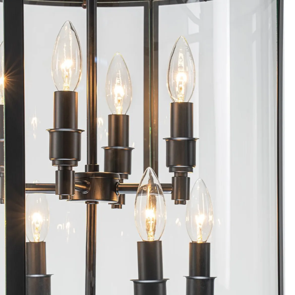 (OpenBox) Farmhouse Wide Clear Glass Cylinder Cage Pendant