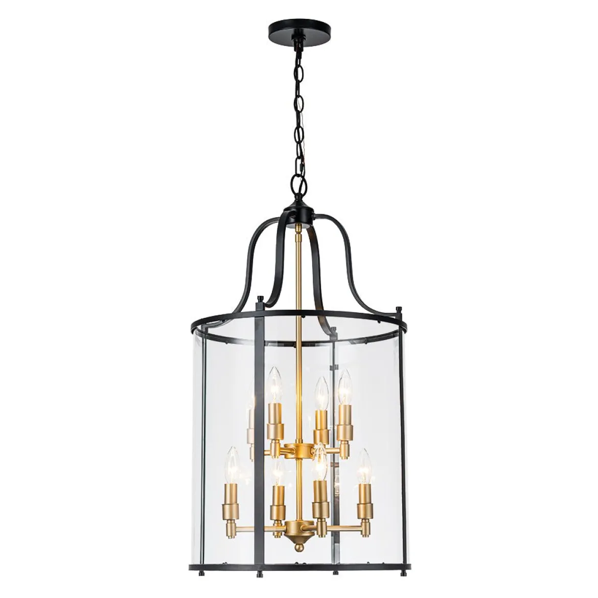 (OpenBox) Farmhouse Wide Clear Glass Cylinder Cage Pendant
