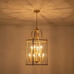 (OpenBox) Farmhouse Wide Clear Glass Cylinder Cage Pendant