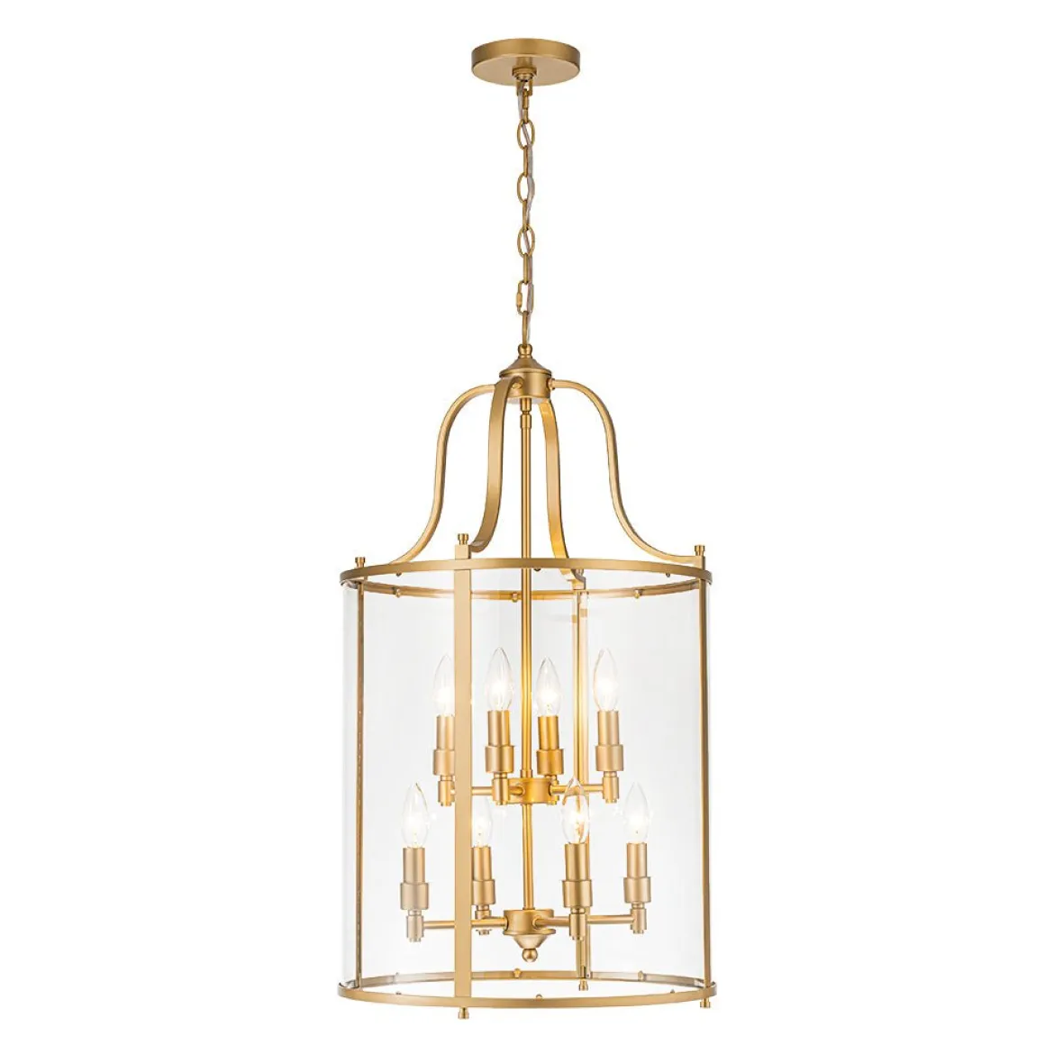 (OpenBox) Farmhouse Wide Clear Glass Cylinder Cage Pendant
