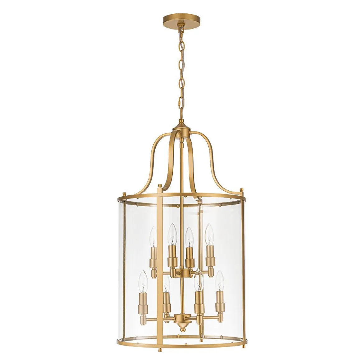(OpenBox) Farmhouse Wide Clear Glass Cylinder Cage Pendant