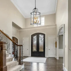 (OpenBox) Farmhouse Wide Clear Glass Cylinder Cage Pendant