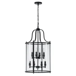 (OpenBox) Farmhouse Wide Clear Glass Cylinder Cage Pendant