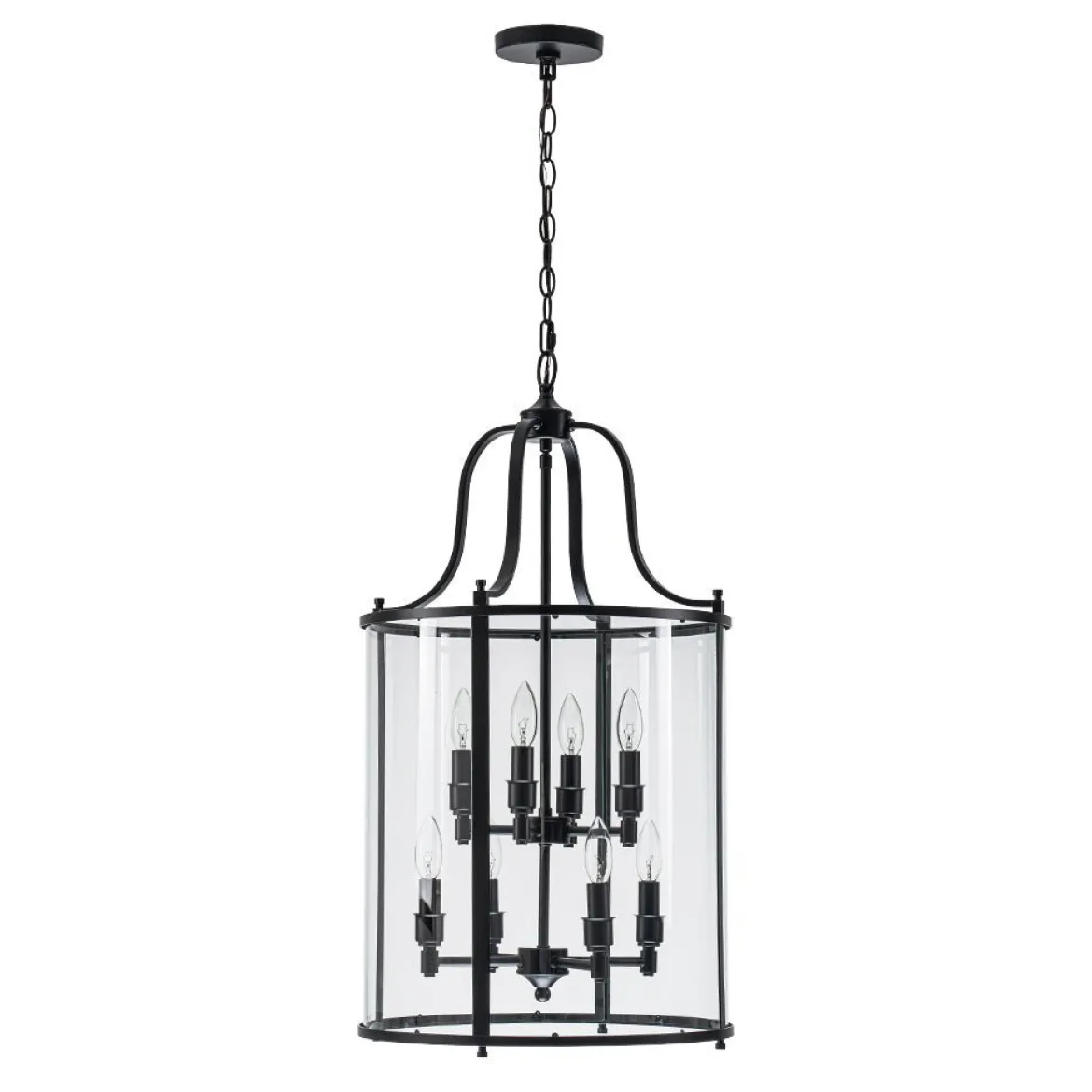 (OpenBox) Farmhouse Wide Clear Glass Cylinder Cage Pendant