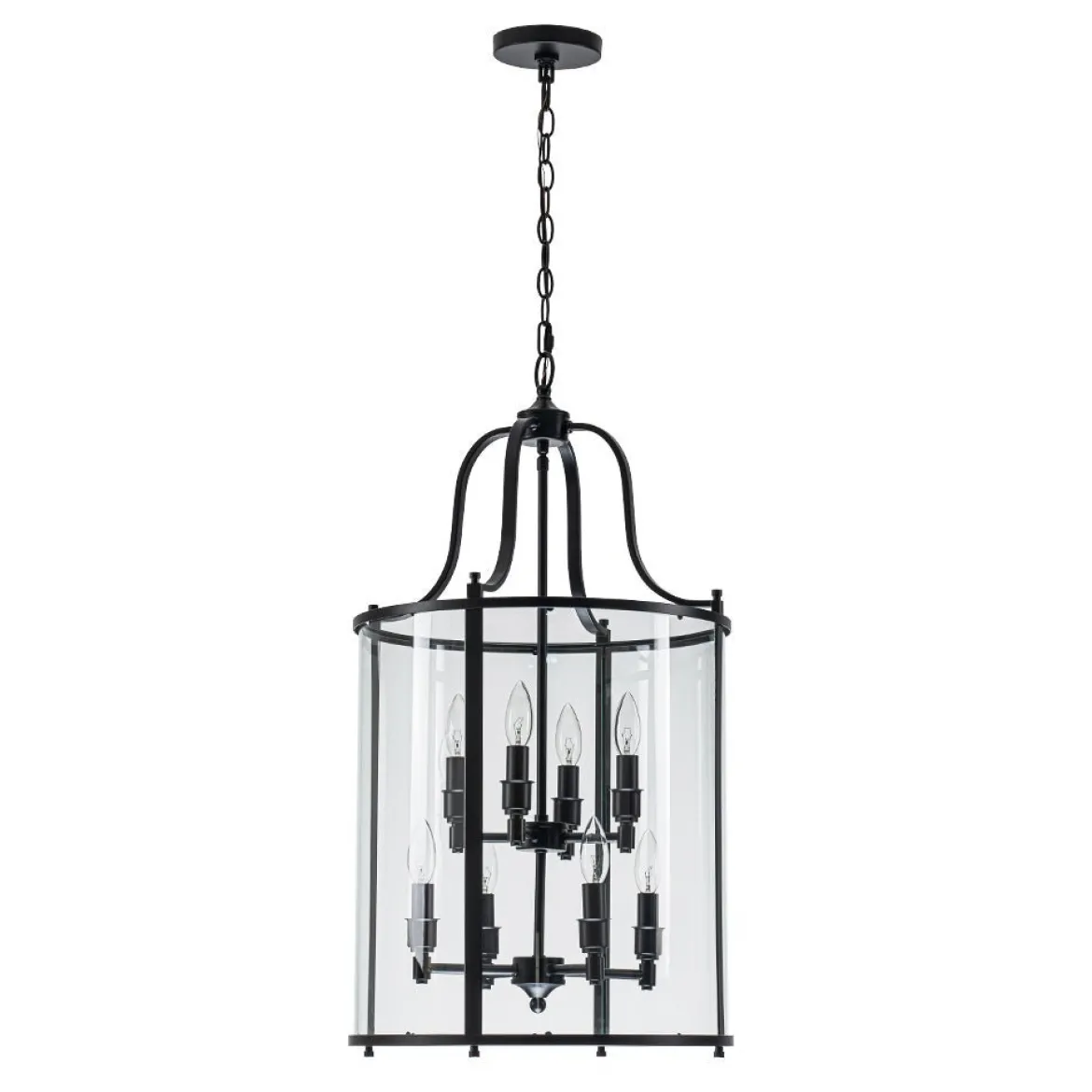 (OpenBox) Farmhouse Wide Clear Glass Cylinder Cage Pendant