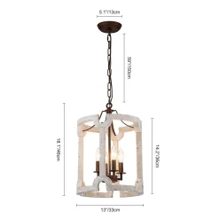 (OpenBox) Farmhouse Wood Cylinder Pendant Light