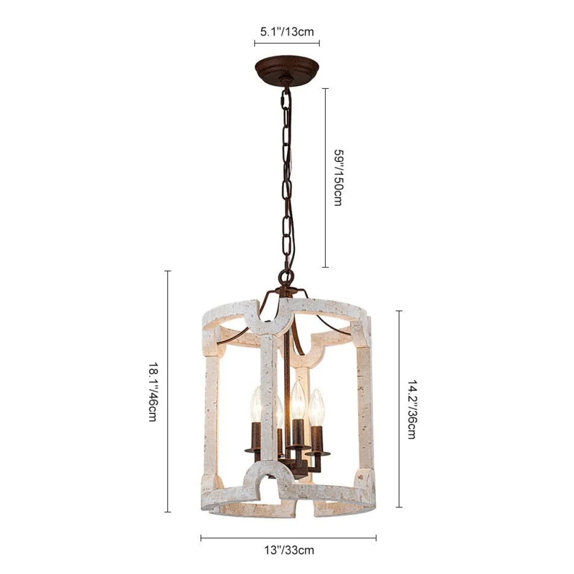 (OpenBox) Farmhouse Wood Cylinder Pendant Light