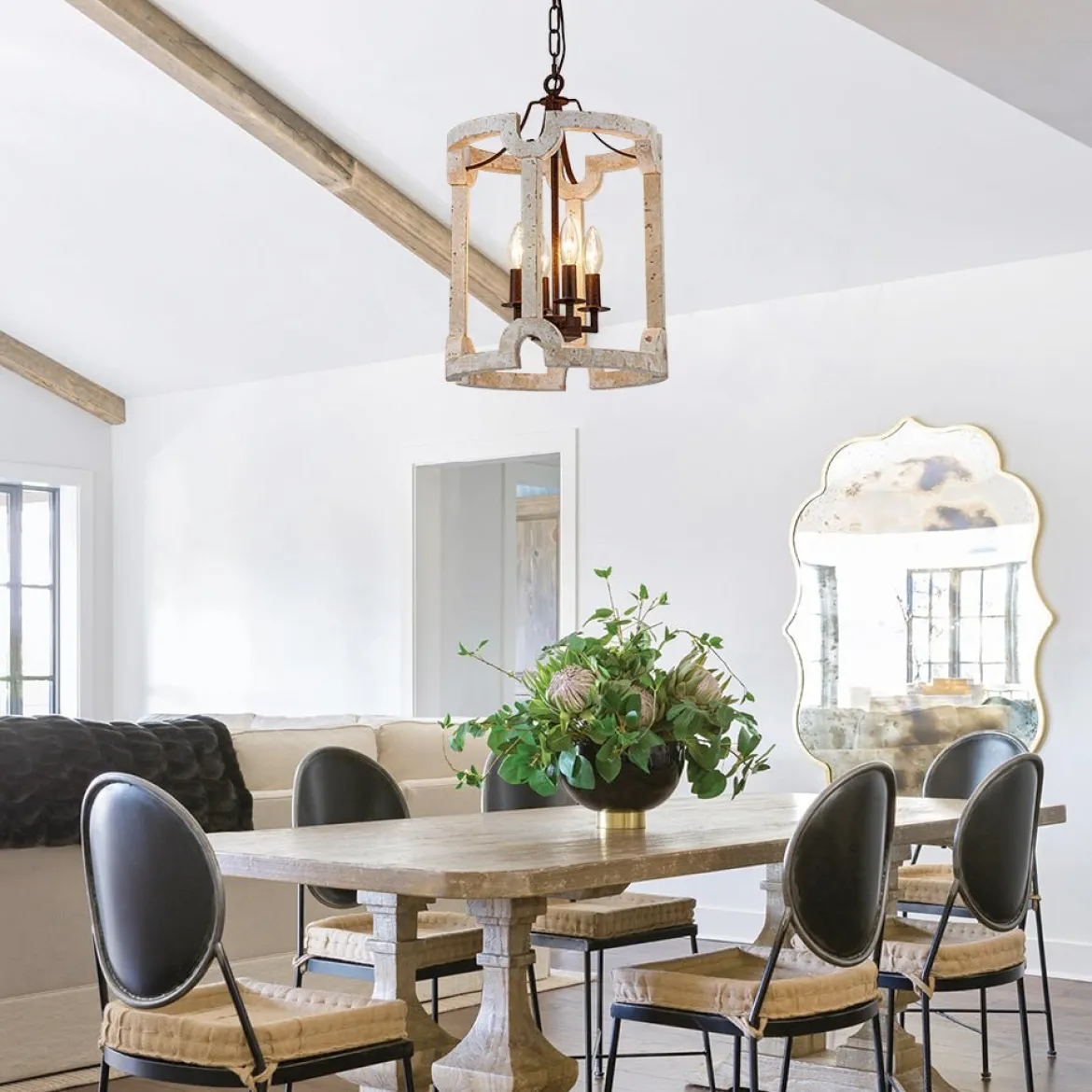 (OpenBox) Farmhouse Wood Cylinder Pendant Light