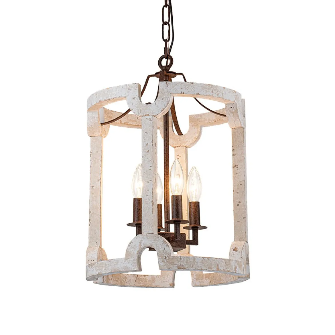 (OpenBox) Farmhouse Wood Cylinder Pendant Light