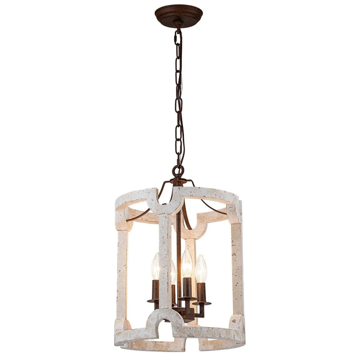 (OpenBox) Farmhouse Wood Cylinder Pendant Light