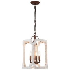 (OpenBox) Farmhouse Wood Cylinder Pendant Light