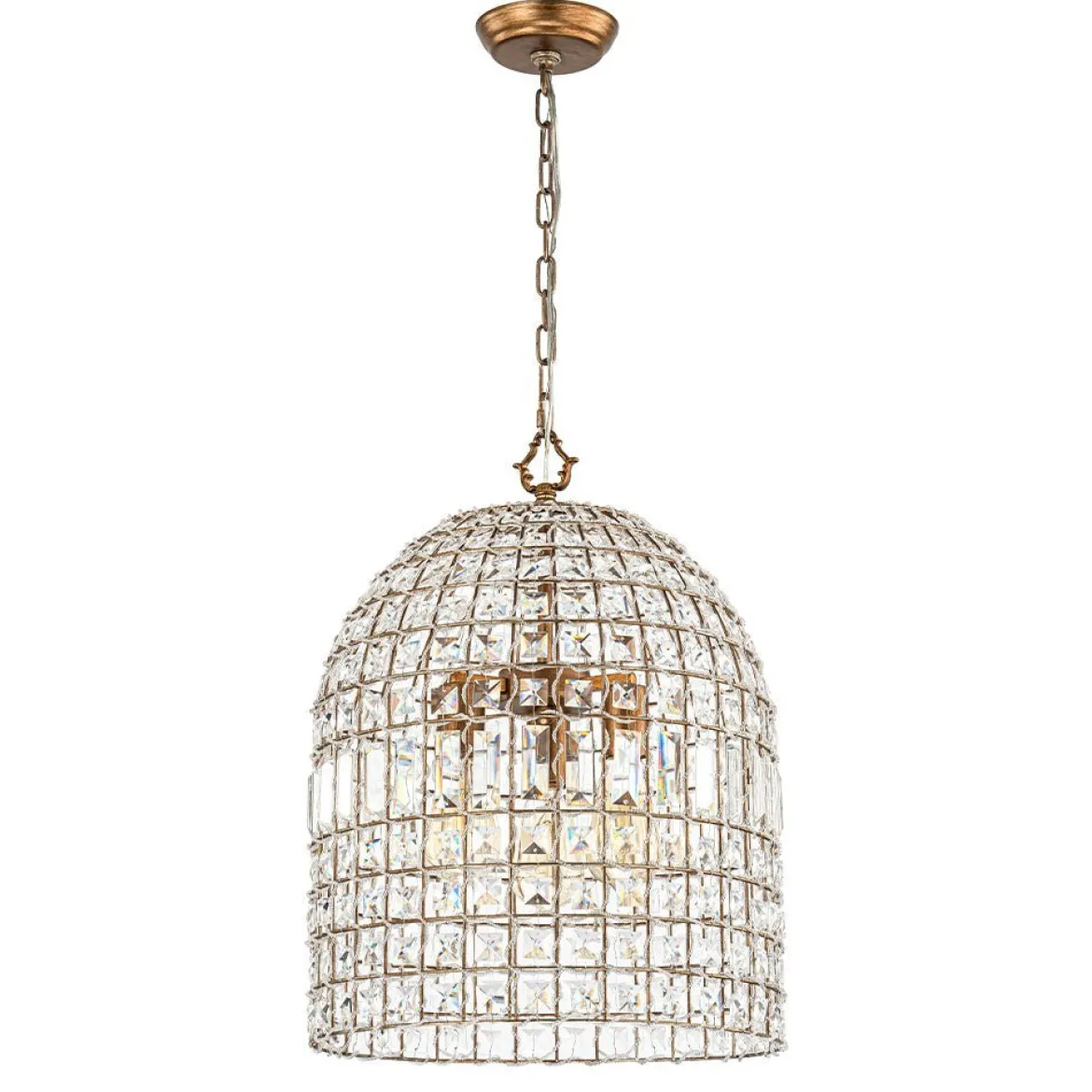 (OpenBox) French Antique Brass Crystal Cage Chandelier