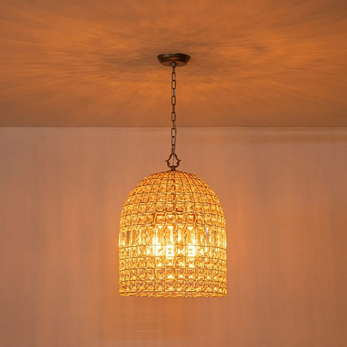 (OpenBox) French Antique Brass Crystal Cage Chandelier