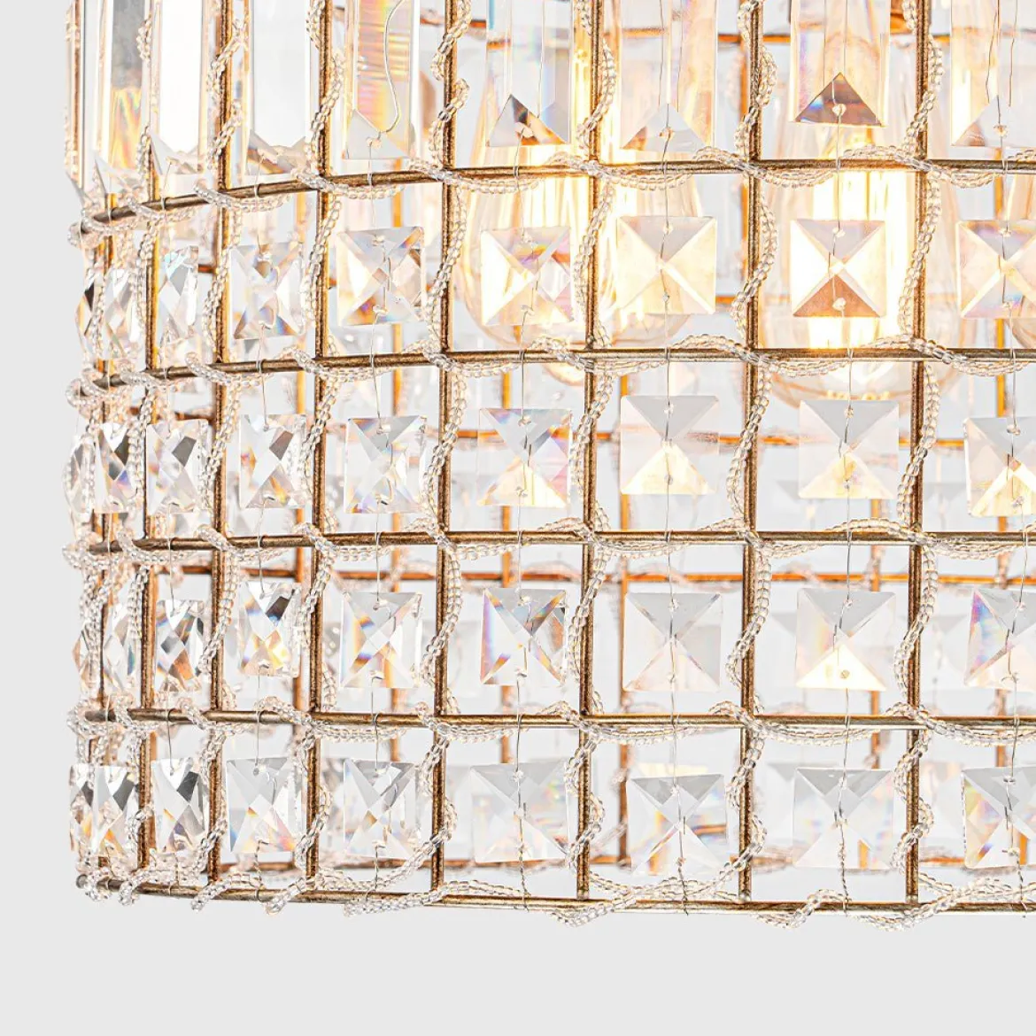 (OpenBox) French Antique Brass Crystal Cage Chandelier