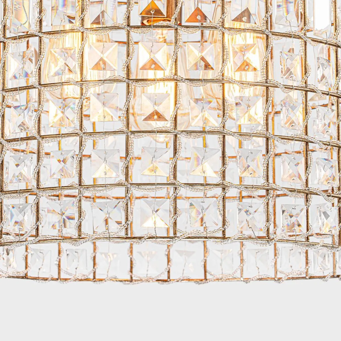 (OpenBox) French Antique Brass Crystal Cage Chandelier