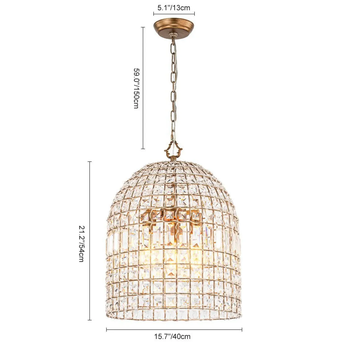 (OpenBox) French Antique Brass Crystal Cage Chandelier