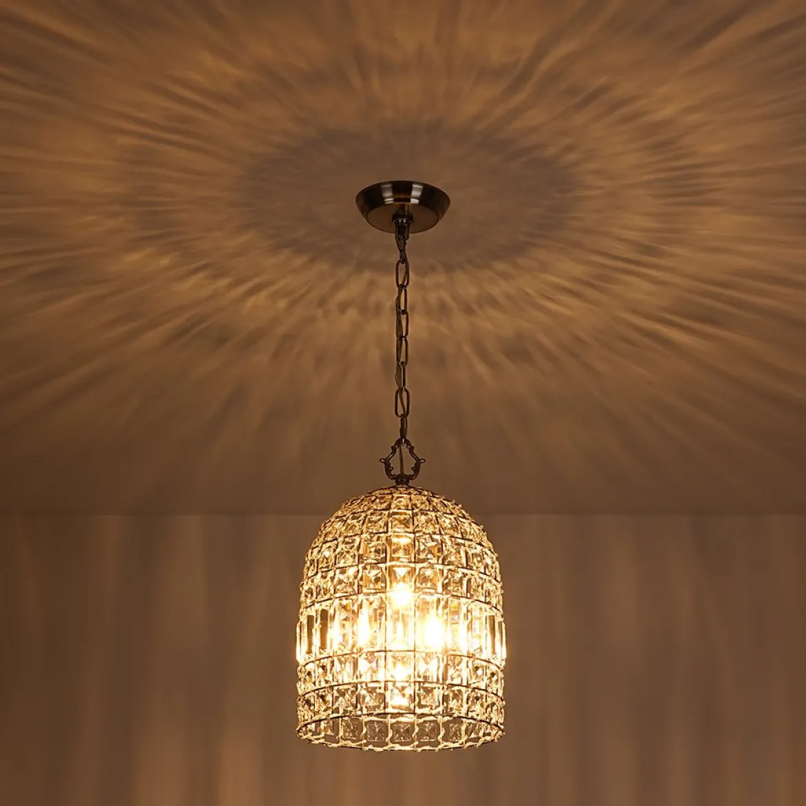 (OpenBox) French Antique Brass Crystal Cage Chandelier