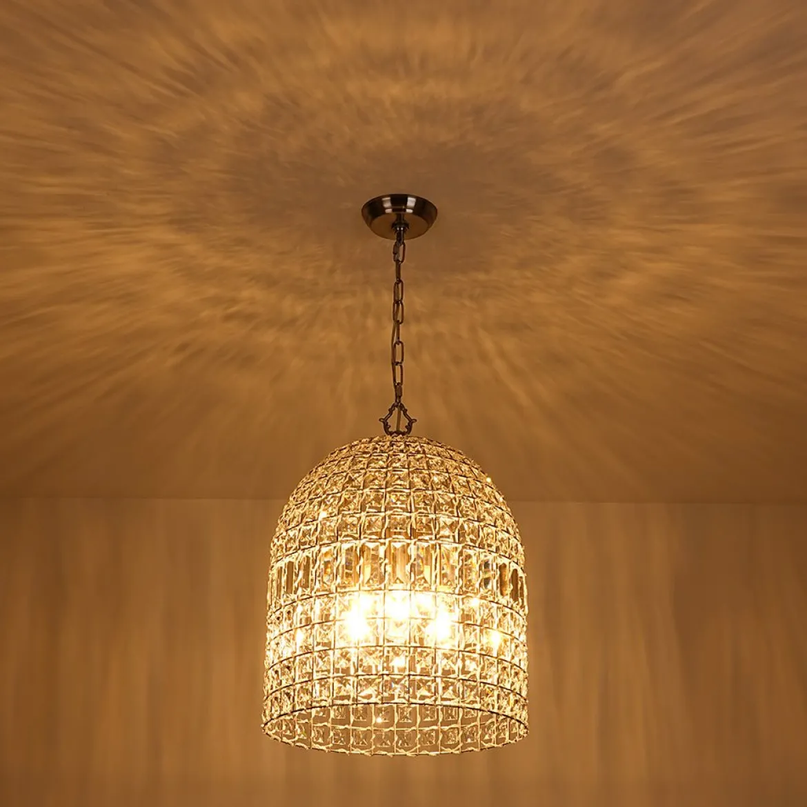 (OpenBox) French Antique Brass Crystal Cage Chandelier