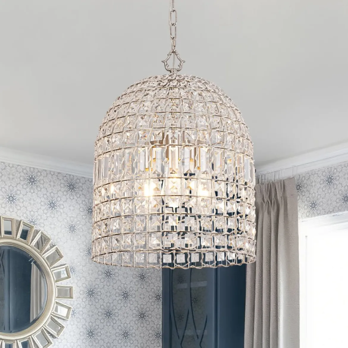 (OpenBox) French Antique Brass Crystal Cage Chandelier
