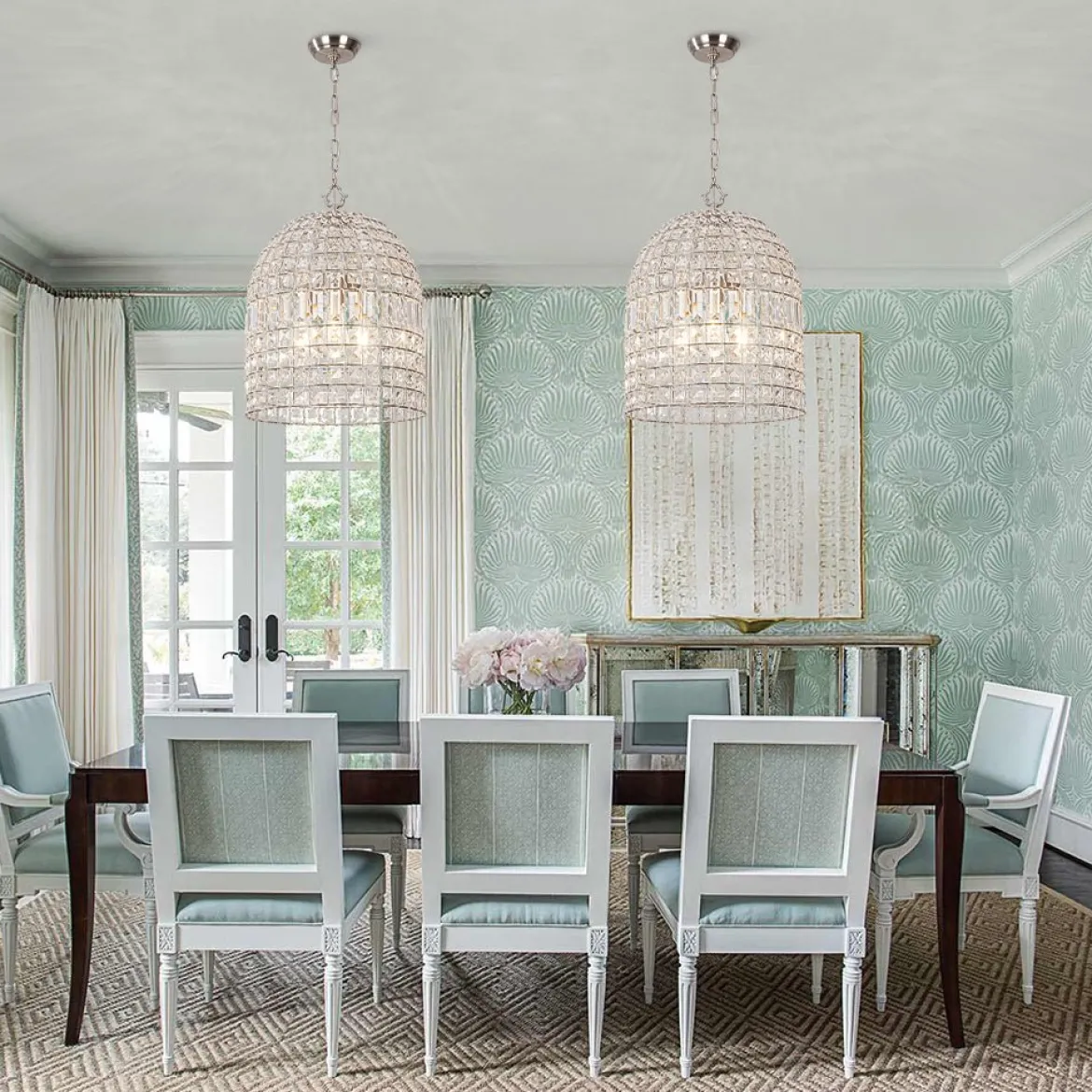(OpenBox) French Antique Brass Crystal Cage Chandelier