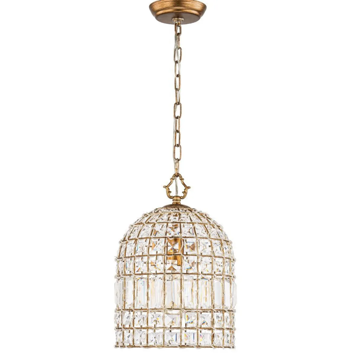 (OpenBox) French Antique Brass Crystal Cage Chandelier