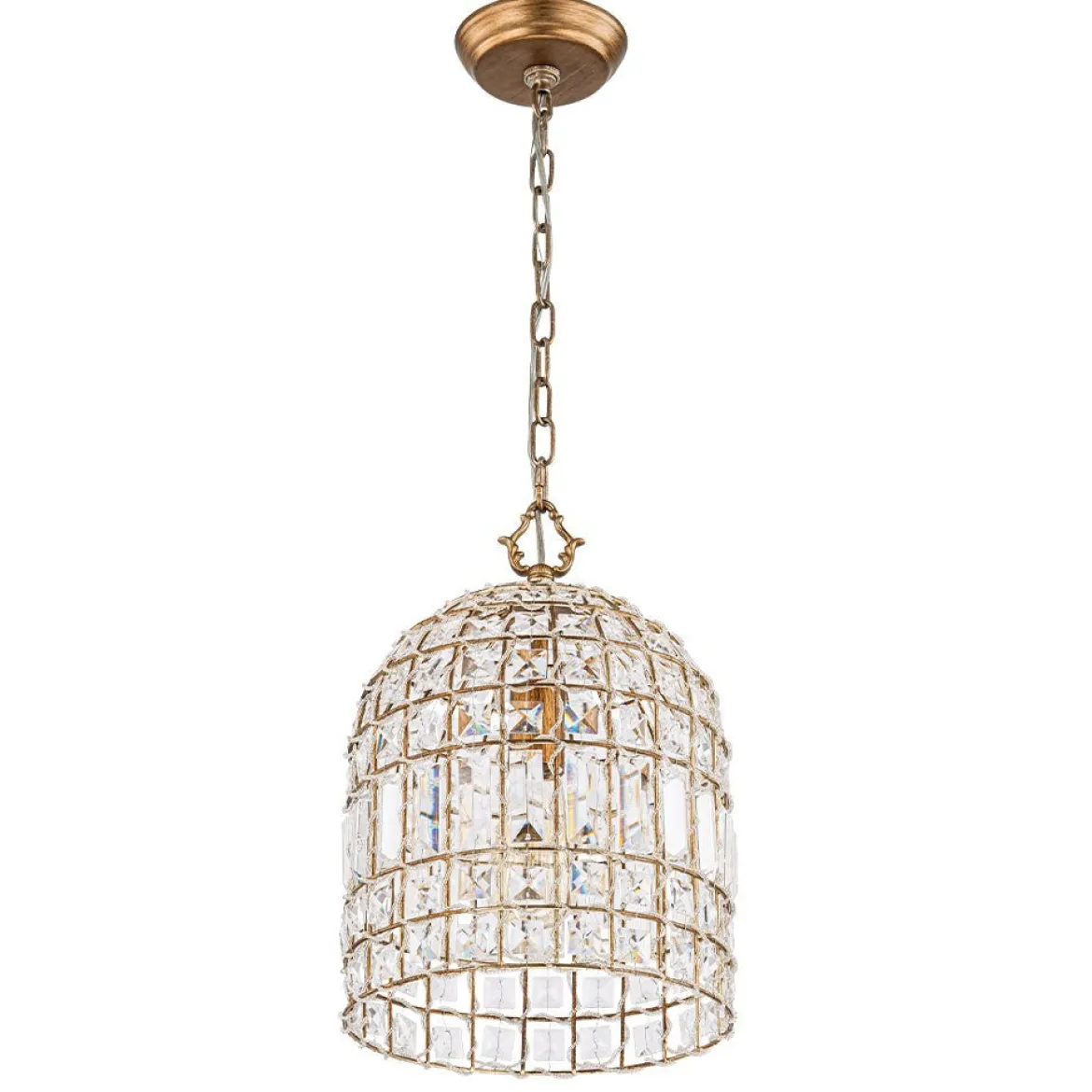 (OpenBox) French Antique Brass Crystal Cage Chandelier