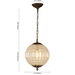 (OpenBox) French Antique Brass Crystal Globe Chandelier