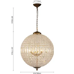 (OpenBox) French Antique Brass Crystal Globe Chandelier