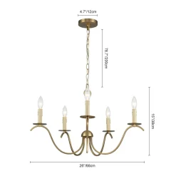 (OpenBox) French Farmhouse 5-Light Brass Candle Style Chandelier