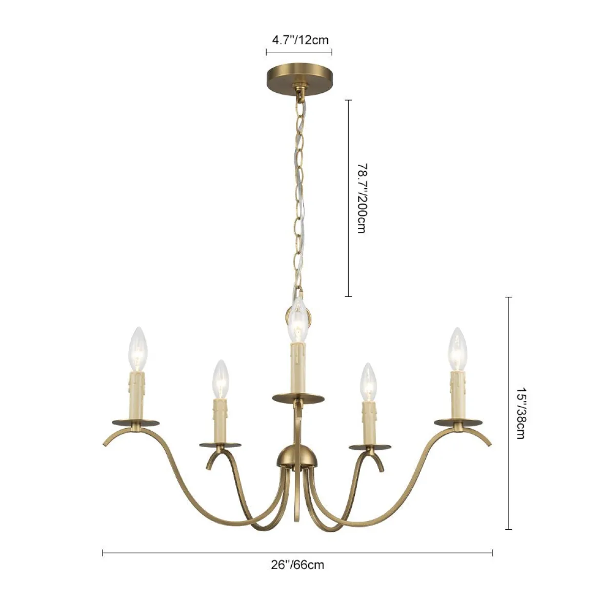 (OpenBox) French Farmhouse 5-Light Brass Candle Style Chandelier