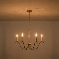 (OpenBox) French Farmhouse 5-Light Brass Candle Style Chandelier