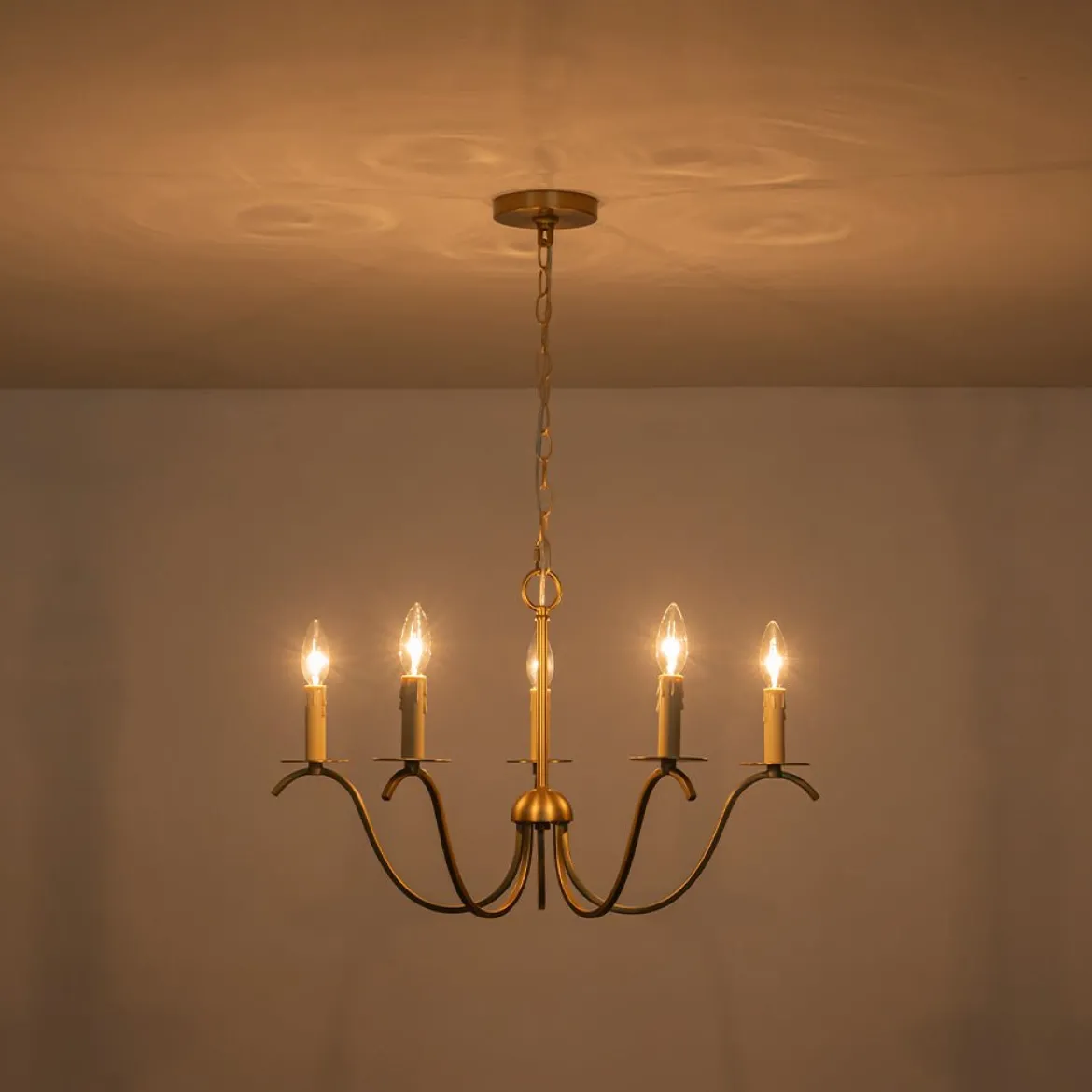 (OpenBox) French Farmhouse 5-Light Brass Candle Style Chandelier
