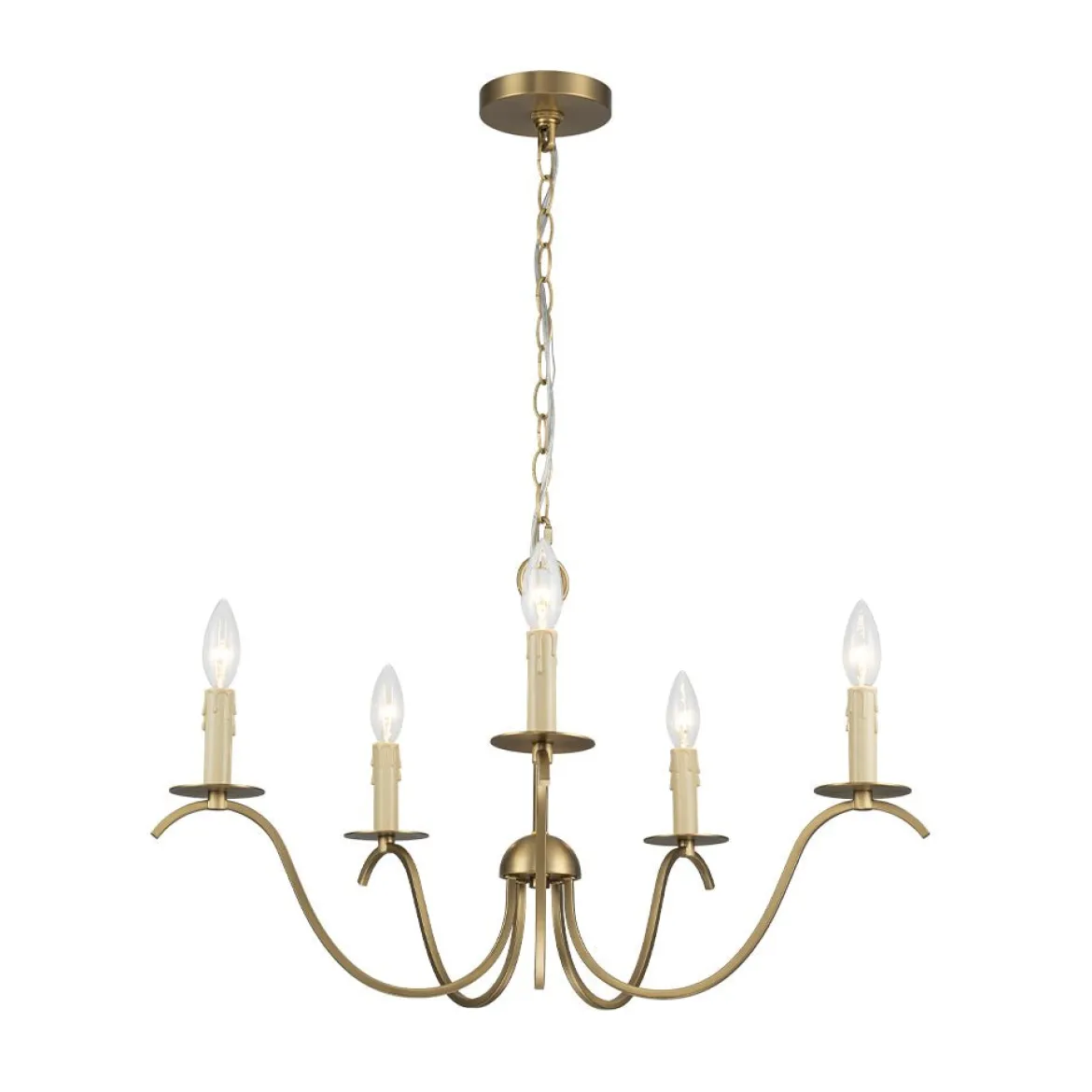 (OpenBox) French Farmhouse 5-Light Brass Candle Style Chandelier
