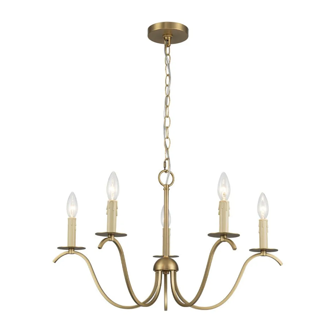 (OpenBox) French Farmhouse 5-Light Brass Candle Style Chandelier