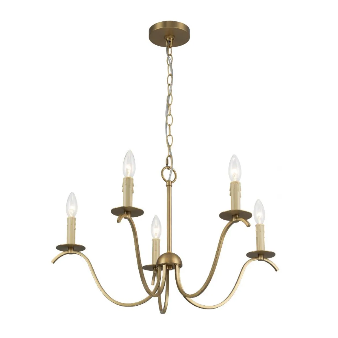 (OpenBox) French Farmhouse 5-Light Brass Candle Style Chandelier