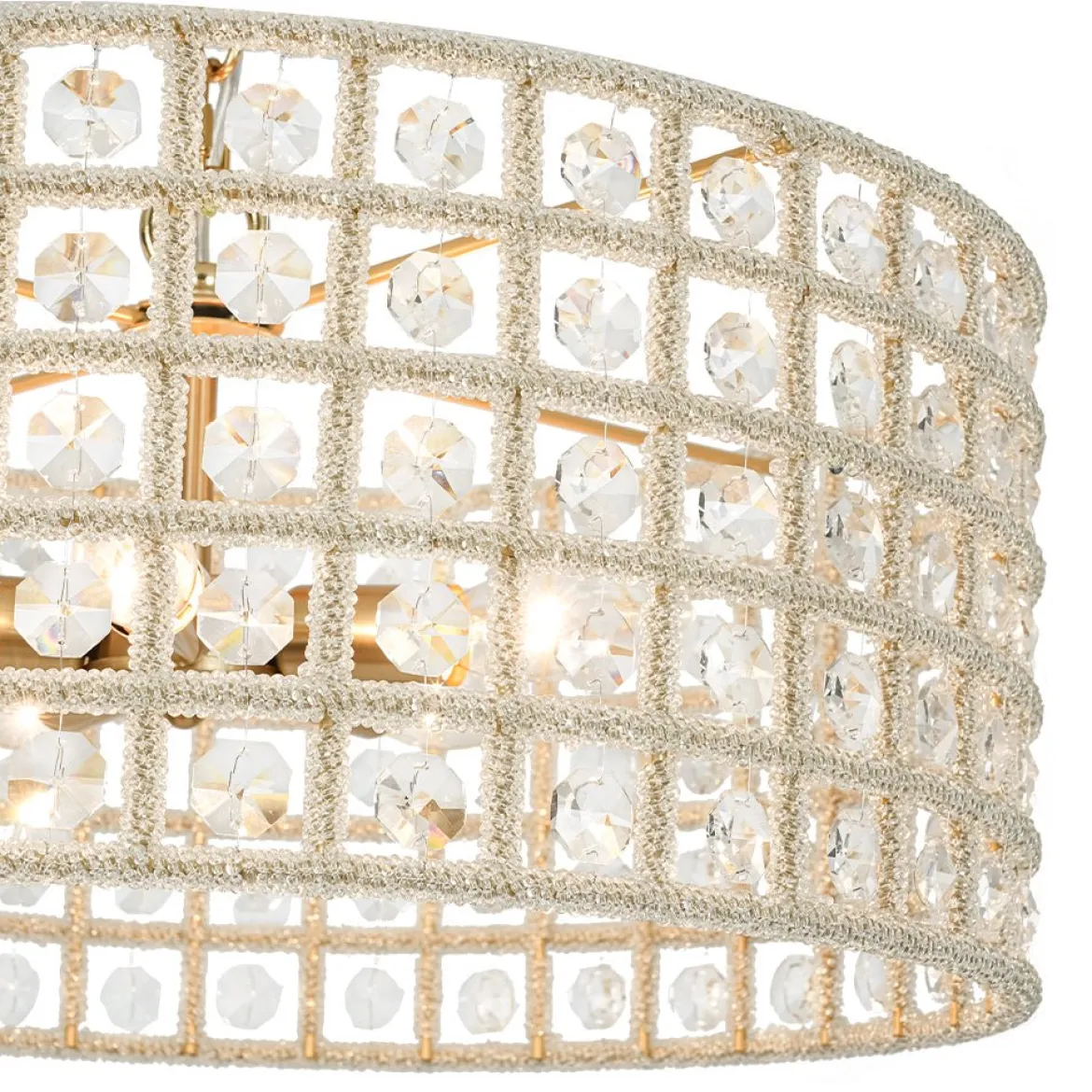 (OpenBox) French Luxury Brass Crystal Drum Cage Chandelier