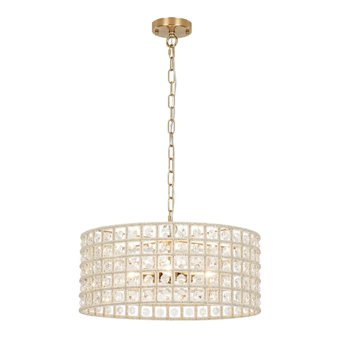 (OpenBox) French Luxury Brass Crystal Drum Cage Chandelier
