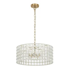 (OpenBox) French Luxury Brass Crystal Drum Cage Chandelier