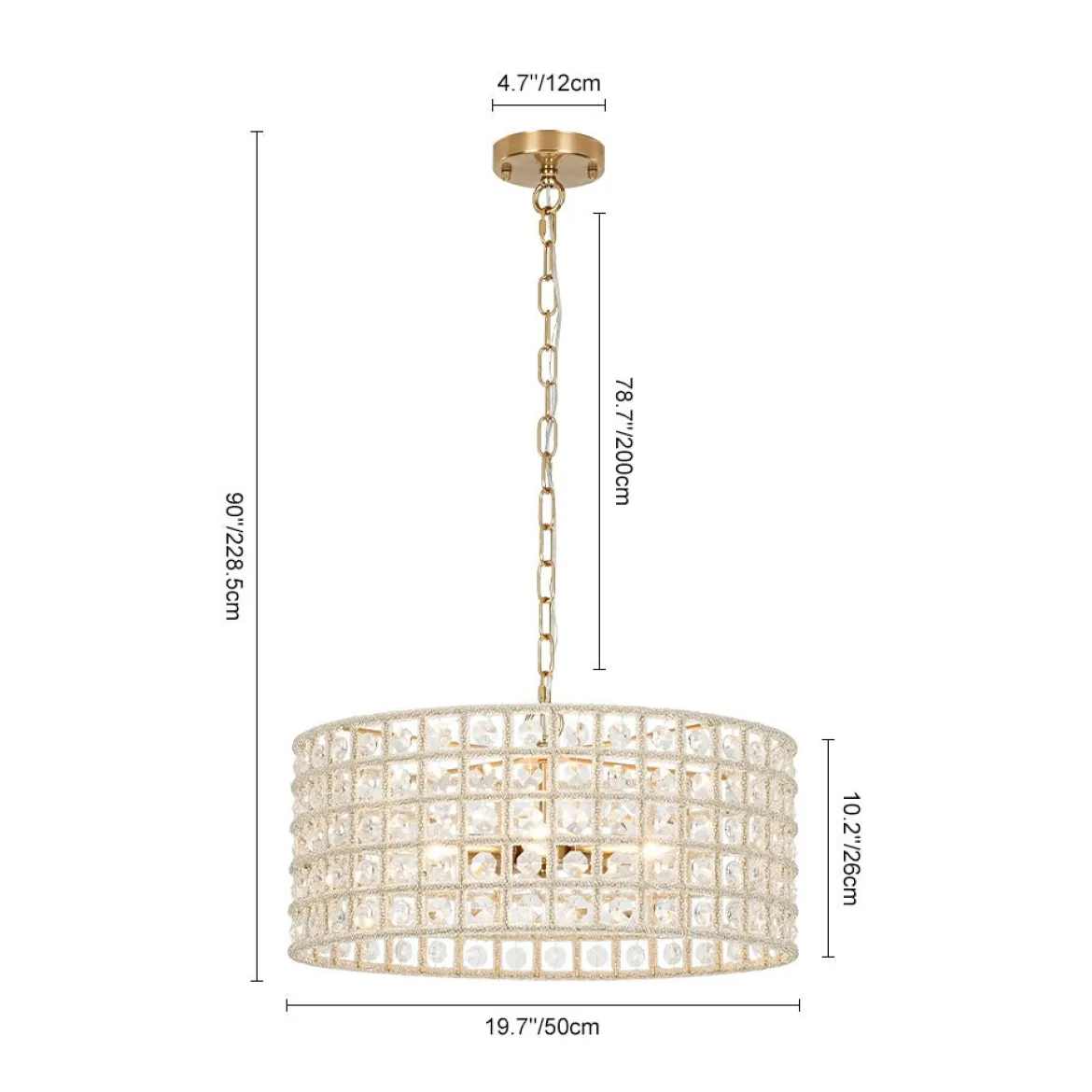 (OpenBox) French Luxury Brass Crystal Drum Cage Chandelier