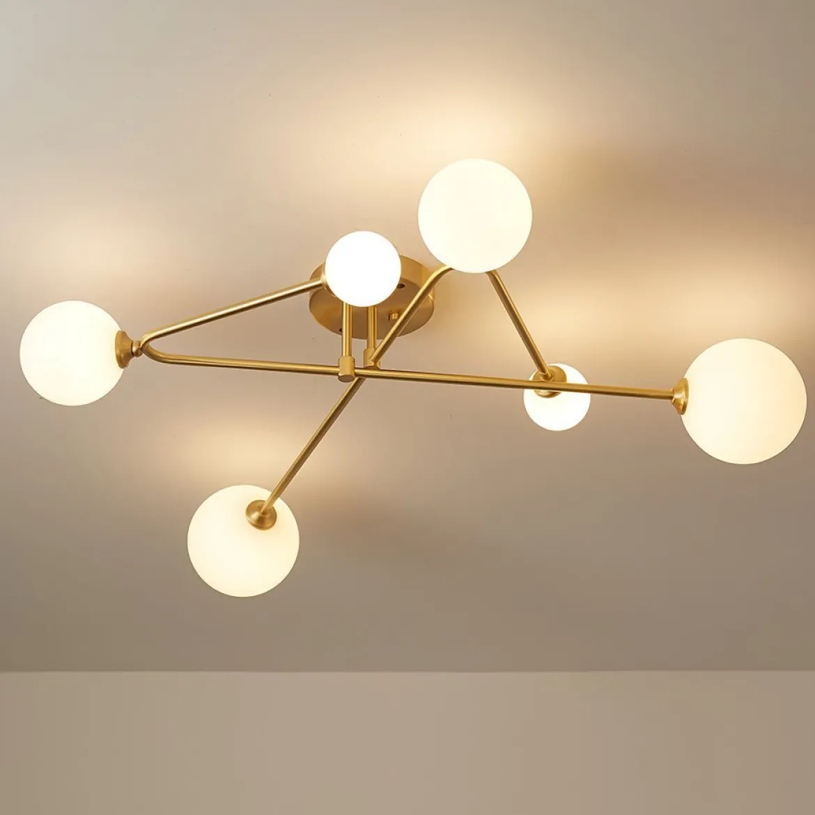 (OpenBox) Frosted Bubble Linear Sputnik Semi Flush Mount