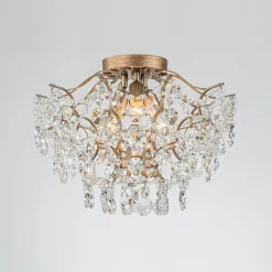 (OpenBox) Glam Bloom Draped Crystal Accented Semi Flush Mount