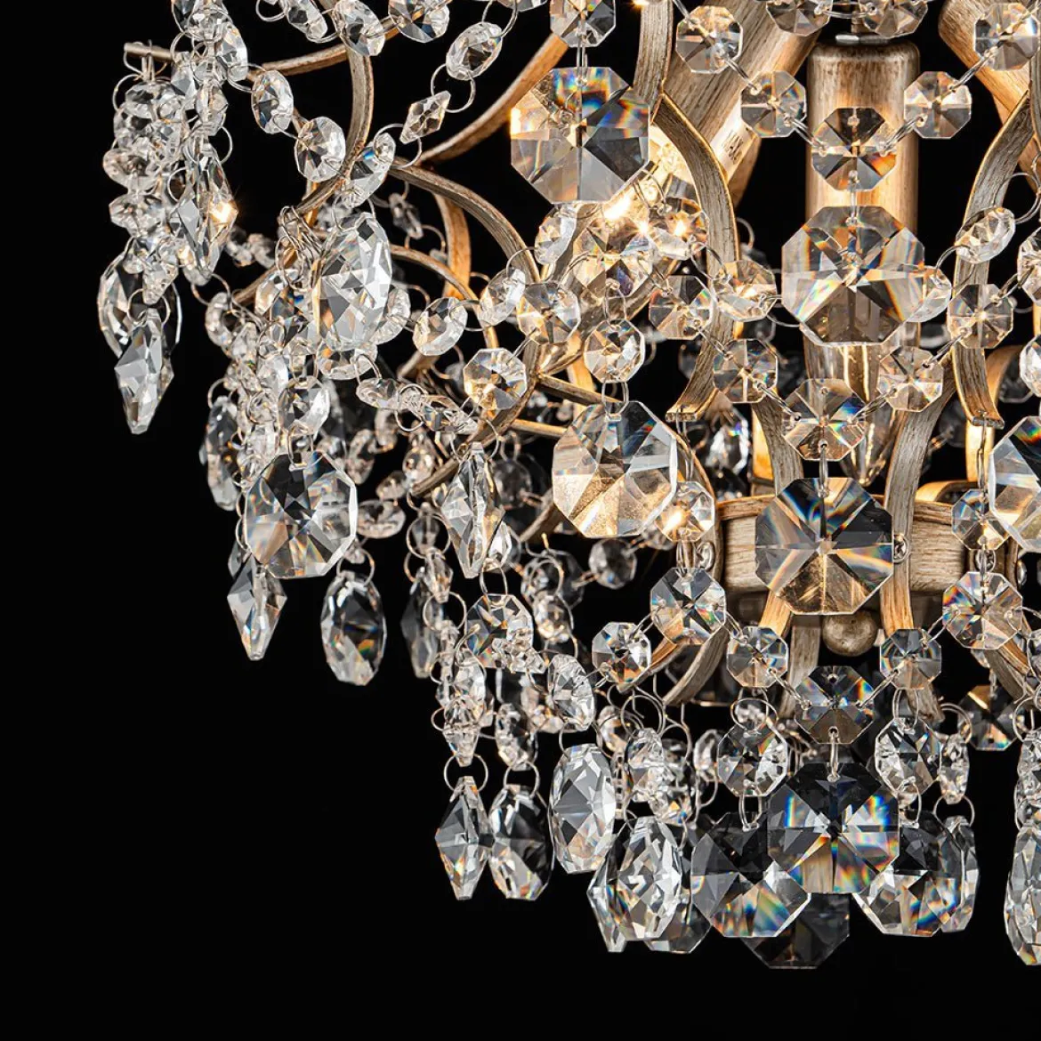 (OpenBox) Glam Bloom Draped Crystal Accented Semi Flush Mount