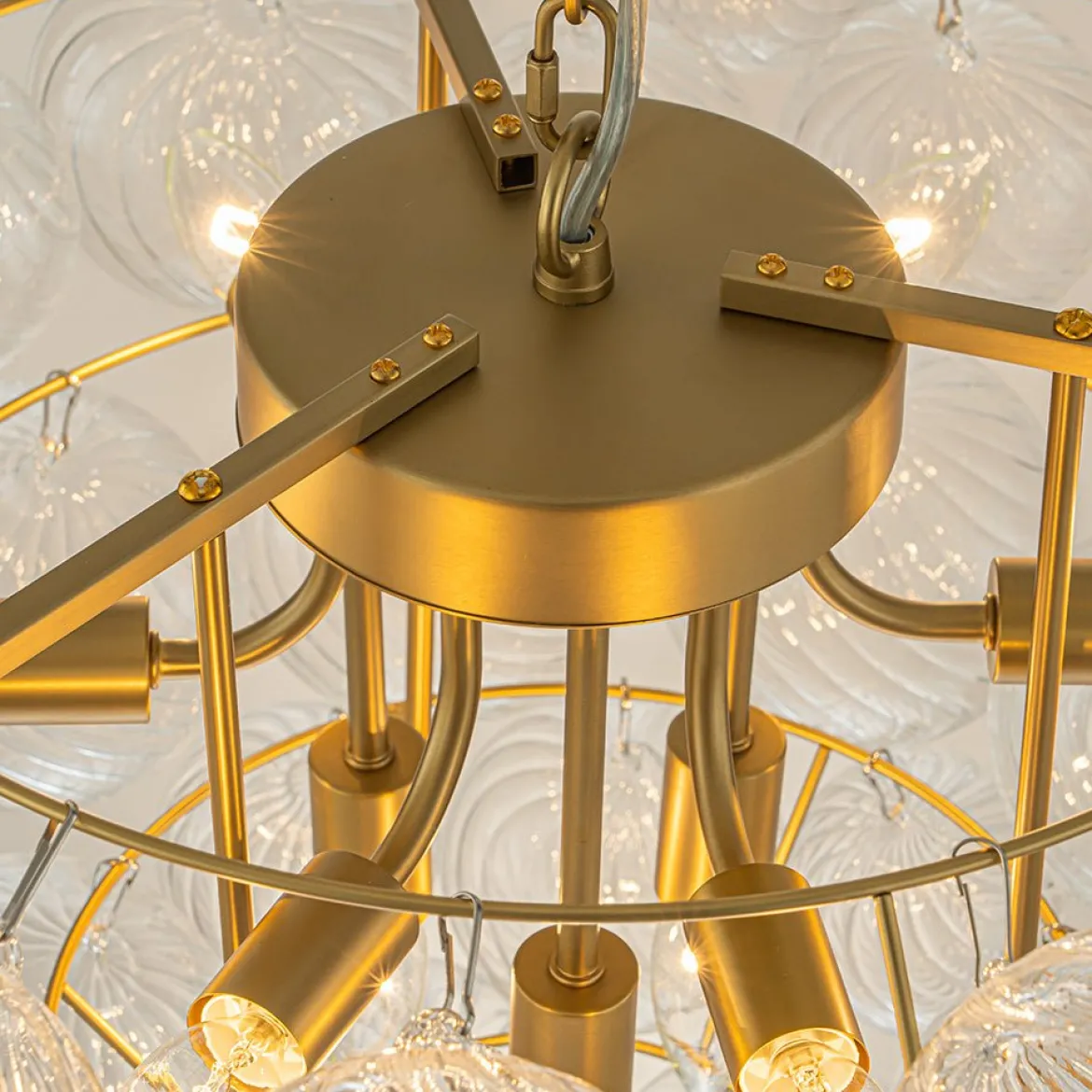 (OpenBox) Glam Brass Cluster Ribbed Glass Globe Bubble Chandelier