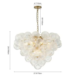 (OpenBox) Glam Brass Cluster Ribbed Glass Globe Bubble Chandelier