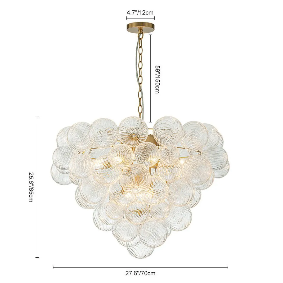 (OpenBox) Glam Brass Cluster Ribbed Glass Globe Bubble Chandelier